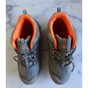Merrell Shoes Mens Size 7 Gray Orange Waterproof Hiking Trail Sneakers Outdoor